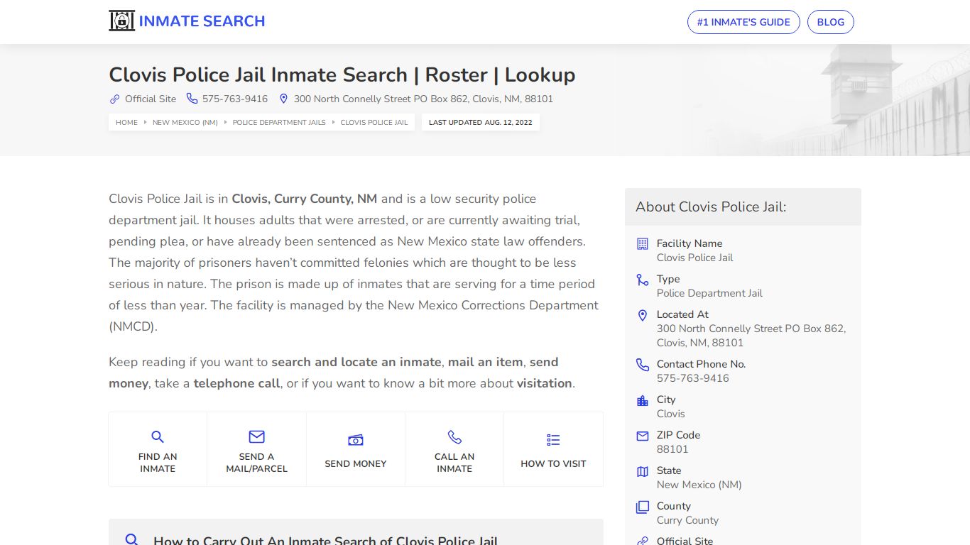 Clovis Police Jail Inmate Search | Roster | Lookup